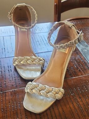 Dolce Vita Metallic Braided Ankle-Strap Heels - Size 8
